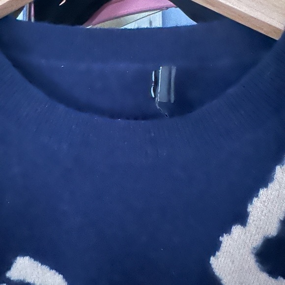 J. Crew Everyday 100% Cashmere Sweater Navy Leopard - Picture 10 of 11